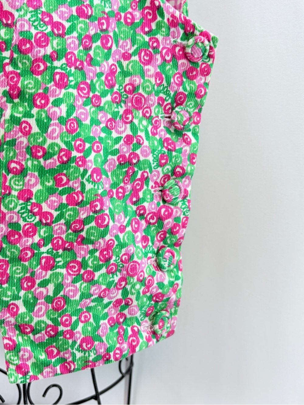 Vintage Lilly Pulitzer Pink Green Ditsy Rose Preppy Retro Crop Top Size Medium - Picture 3 of 11